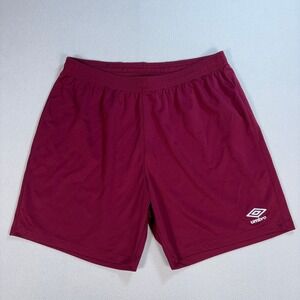 Umbro Lightweight 5.5" Shorts Mens L Burgundy Unlined Drawstring Breathable Logo